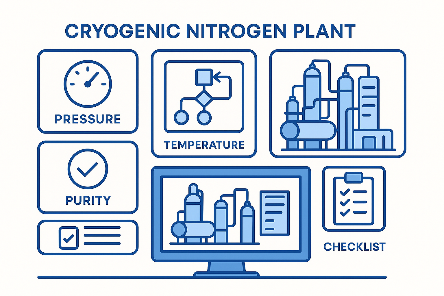 Cryogenic nitrogen plant troubleshooting toolkit